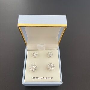 Sterling Silver Stud Earrings Set